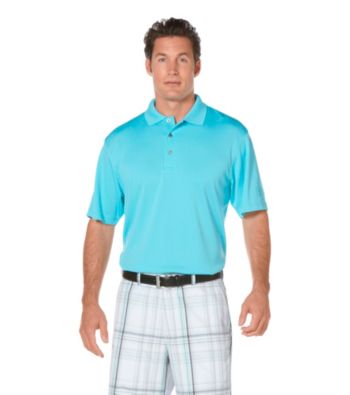 PGA Tour® Men's Blue Solid Mesh Polo