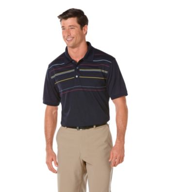 PGA TOUR® Men's True Navy Multi-Stripe Printed Polo