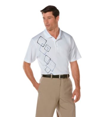 PGA TOUR® Men's Bright White Floating Argyle Printed Polo