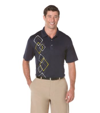 PGA TOUR® Men's True Navy Floating Argyle Printed Polo