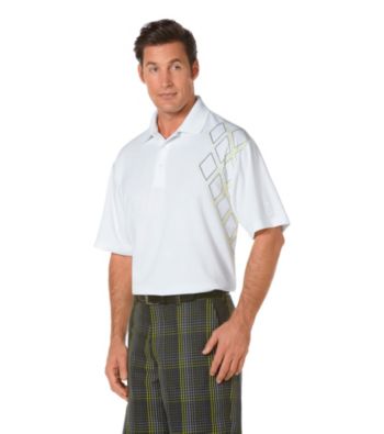 PGA TOUR® Men's Bright White Assymetrical Printed Polo