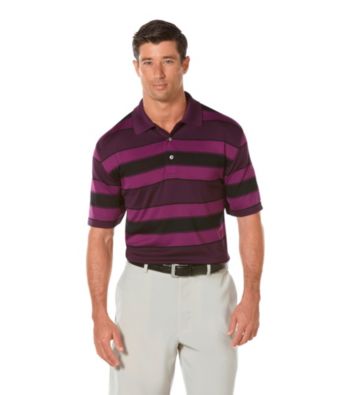 PGA TOUR® Men's Grape Juice Birdseye Rugby Striped Polo