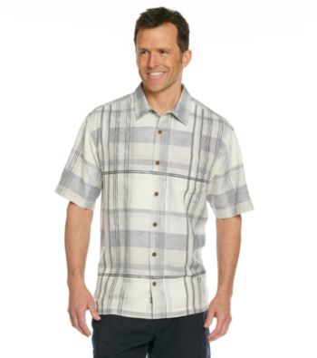 Tommy Bahama® Men's Filter Grey Short Sleeve Plaid Vallarta Woven