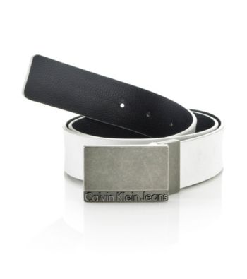 Calvin Klein Men's White 32mm Reversible Leather Belt Men's