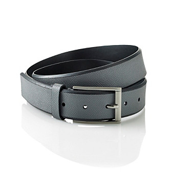  Calvin Klein Men's Grey 35mm Flat Strap Leather Belt Men's 