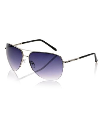 Kenneth Cole New York® Men's Silver Semi-Rimless Aviator Sunglasses