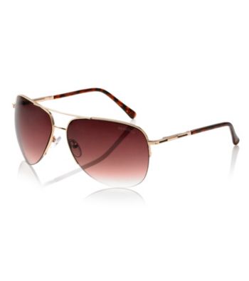 Kenneth Cole New York® Men's Gold Semi-Rimless Aviator Sunglasses