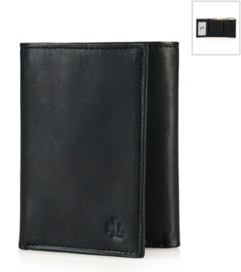 Lauren® Men's Black Burnished Leather Trifold Wallet