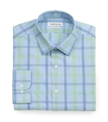 Van Heusen® Men's Parrot Blue Long Sleeve Regular Fit Dress Shirt