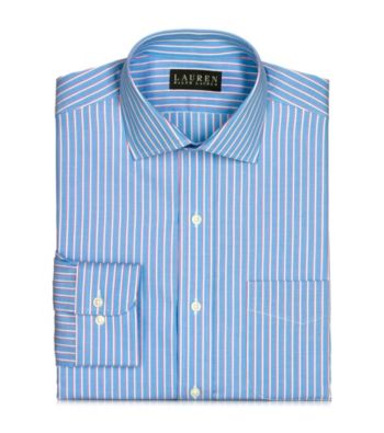 Lauren® Men's French Blue Warren Striped Broadcloth Dress Shirt