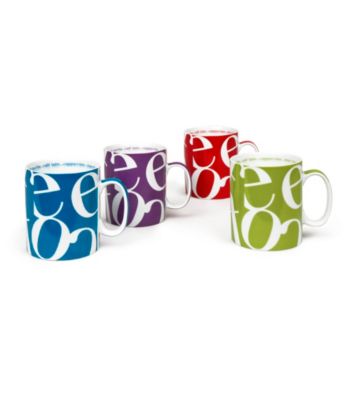 Waechtersbach Konitz Script Collage Set of 4 Mugs