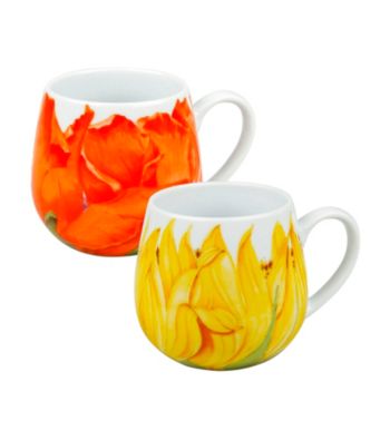 Waechtersbach Konitz Set of 2 Poppy and Sunflower Blossom Snuggle Mug