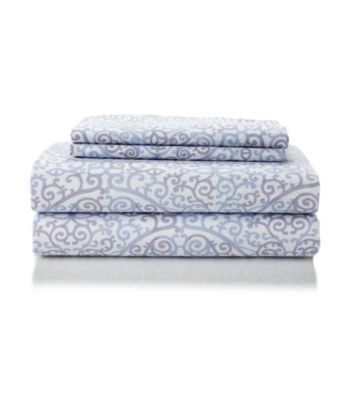 LivingQuarters Easy Care Purple Medallion Microfiber Sheet Set