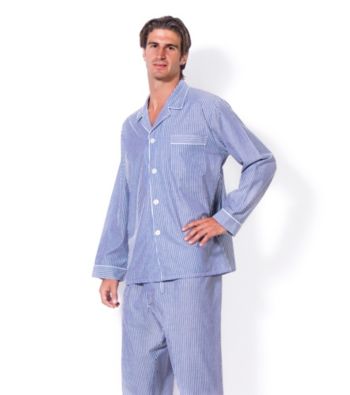 Majestic Men's Big & Tall Navy Bengal Stripe Pajama Set