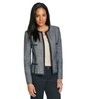 Kasper® Tweed Piped Flyaway Jacket