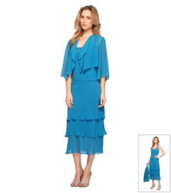 Alex Evenings® Tea-Length Tiered Skirt Dress