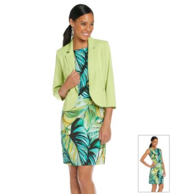 Perceptions Print Dress With Jacket