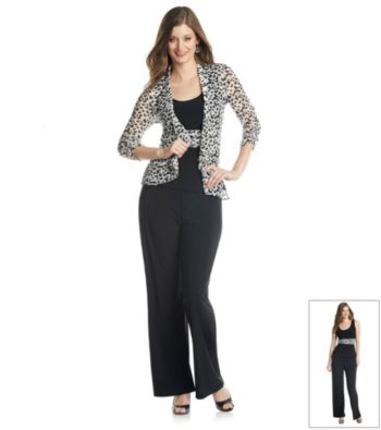 Perceptions Sheer Jacket Print Pantset