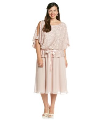 Jessica Howard® Plus Size Lace Blouson Peplum Dress