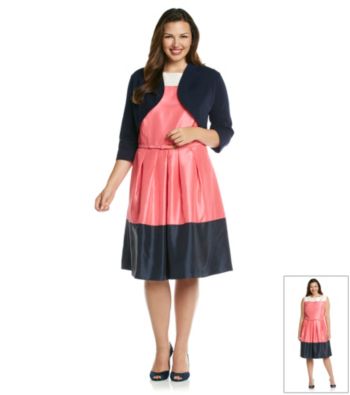 Jessica Howard® Plus Size Color Block Dress With Sweater