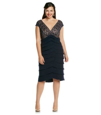 Jessica Howard® Plus Size Lace Surplice Shutter Dress