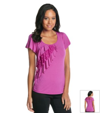 AGB® Lace Asymetrical Tiers Knit Top