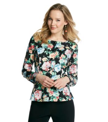 NY Collection Button-Up Floral Printed Jacket