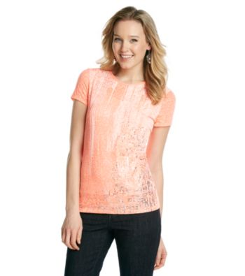 Relativity® Short Sleeve Crewneck Burnout Tee With Neon Paint