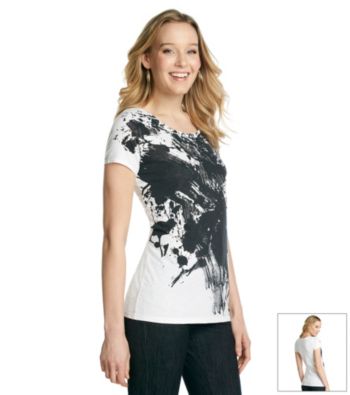Relativity® Short Sleeve Scoopneck Painted Tee