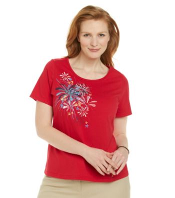 Breckenridge® Plus Size Crewneck Embellished Fireworks Tee
