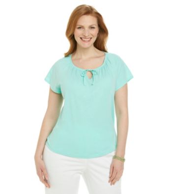 Studio Works® Plus Size Short Sleeve Peasant Knit Top