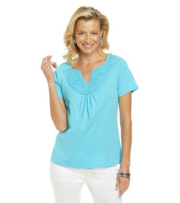 Studio Works® Short Sleeve Lace Knit Top