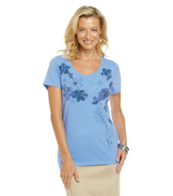 Studio Works® Short Sleeve Scoopneck Novelty Printed Knit Top