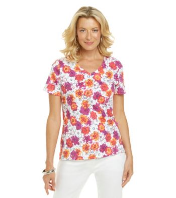 Studio Works® Short Sleeve Floral V-Neck Tee