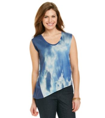 DKNY JEANS® Cloud Print Asymmetrical Top