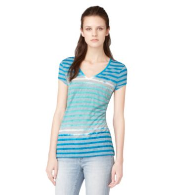 Calvin Klein Jeans Short Sleeve Tie Dye Stripe V-Neck Tee