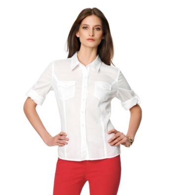 Jones New York Sport® Striped Roll-Tab Sleeve Buttondown Shirt