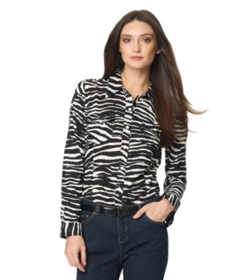 Jones New York Sport® Zebra Roll Sleeve Blouse
