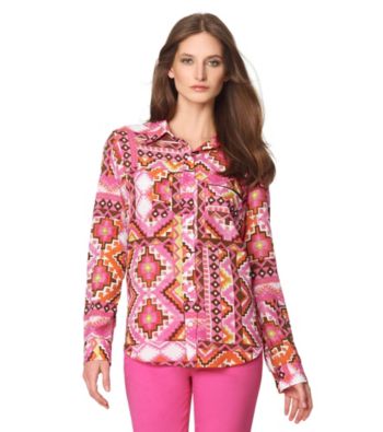 Jones New York Sport® Printed Roll Sleeve Buttondown Shirt