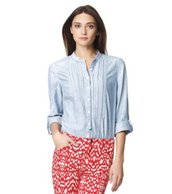 Jones New York Sport® Roll Sleeve Chambray Blouse