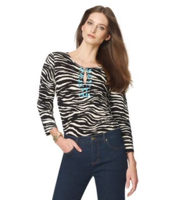 Jones New York Sport® Keyhole Embellished Zebra Print Tunic