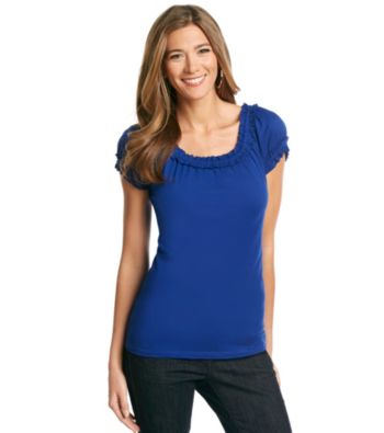 Chelsea & Theodore® Smocked Neck Short Sleeve Tee