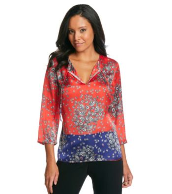 Jones New York Signature® Coral And Dark Blue Paisley Tunic
