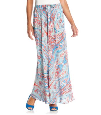 Jones New York Signature Turquoise And Coral Maxi Skirt