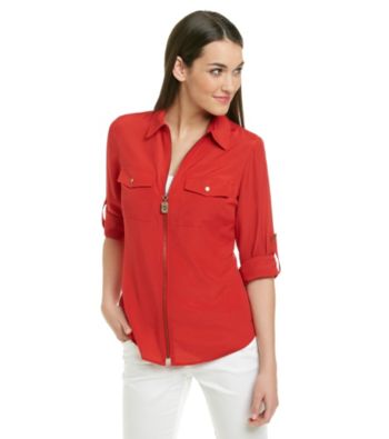 MICHAEL Michael Kors Dog Tag Zip Campshirt