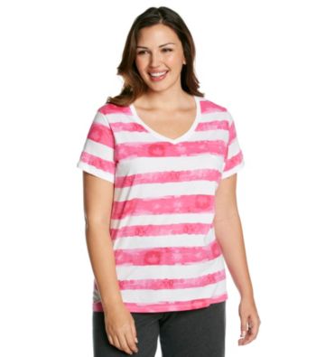 Calvin Klein Performance Plus Size Waterstain Stripe V-Neck Tee