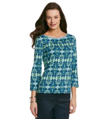 Jones New York Signature® Petites' Chambray Trim Boatneck Top