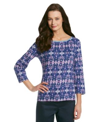 Jones New York Signature® Petites' Chambray Trim Boatneck Top