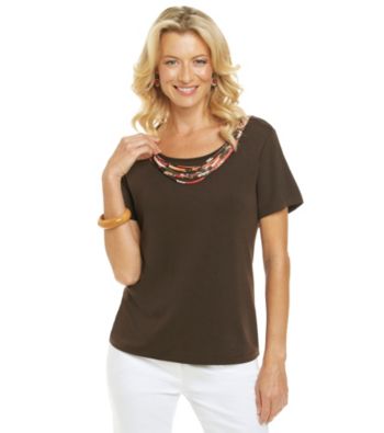 Alfred Dunner® Petites' Monaco Braided Yoke Top