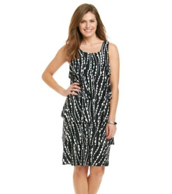 Notations® Petites' Horizon Print Tiered Dress
